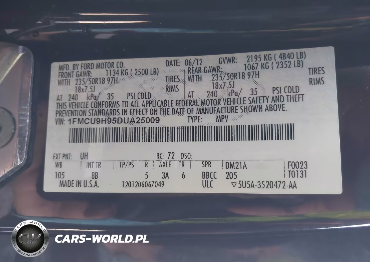 2013 Ford Escape Sel VIN:1FMCU9H95DUA25009 - 9