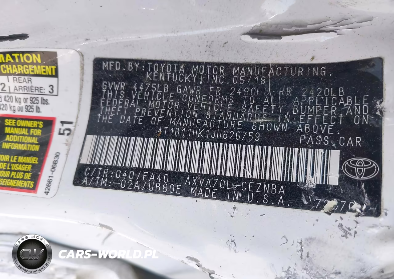 2018 Toyota Camry Le VIN:4T1B11HK1JU626759 - 9