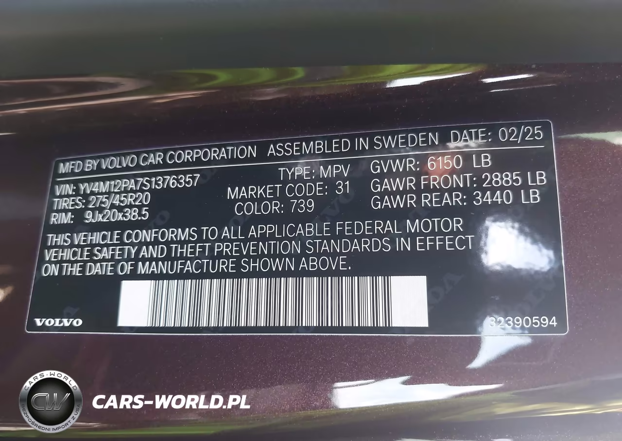 2025 Volvo Xc90 B5 Core VIN:YV4M12PA7S1376357 - 9