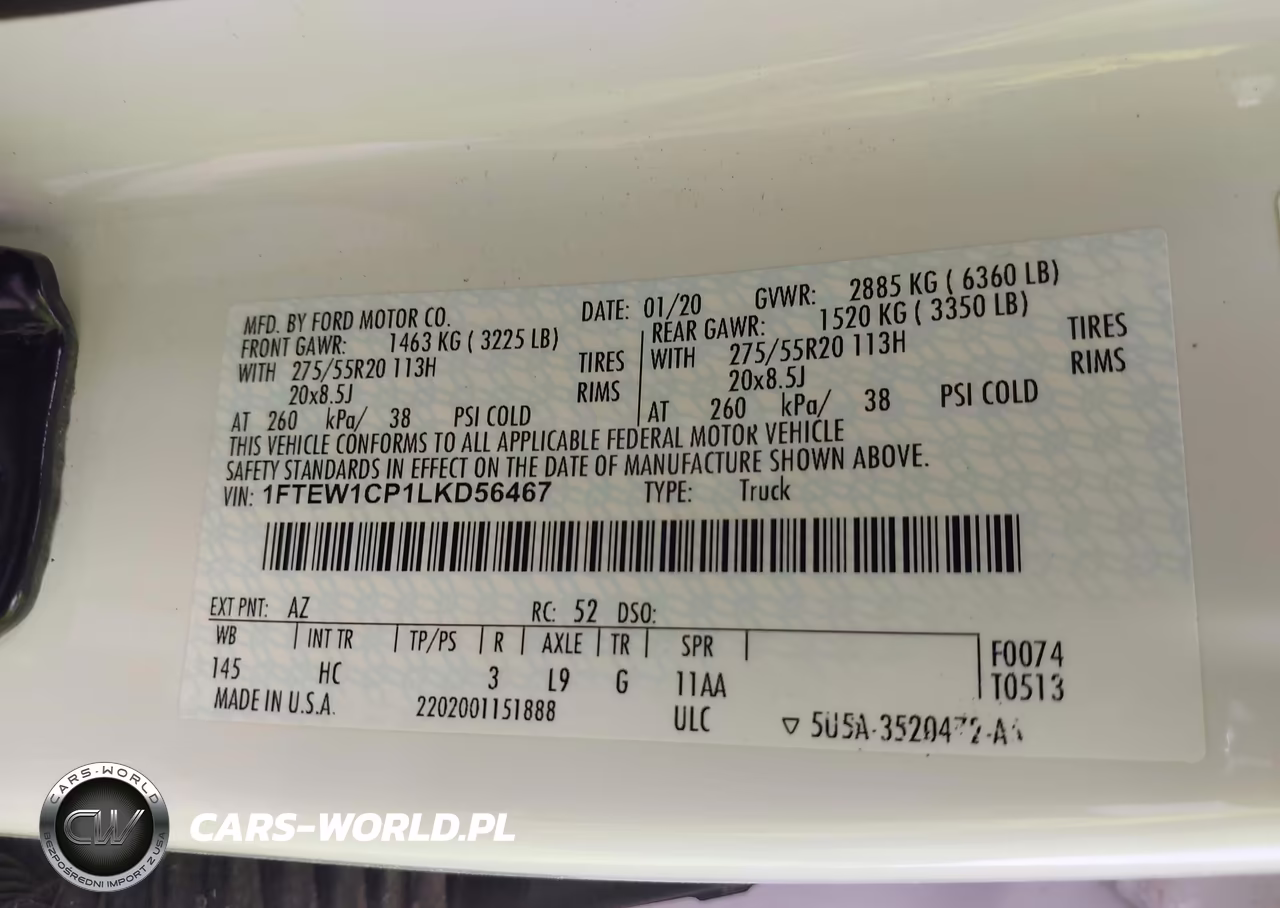 2020 Ford F-150 Lariat VIN:1FTEW1CP1LKD56467 - 9