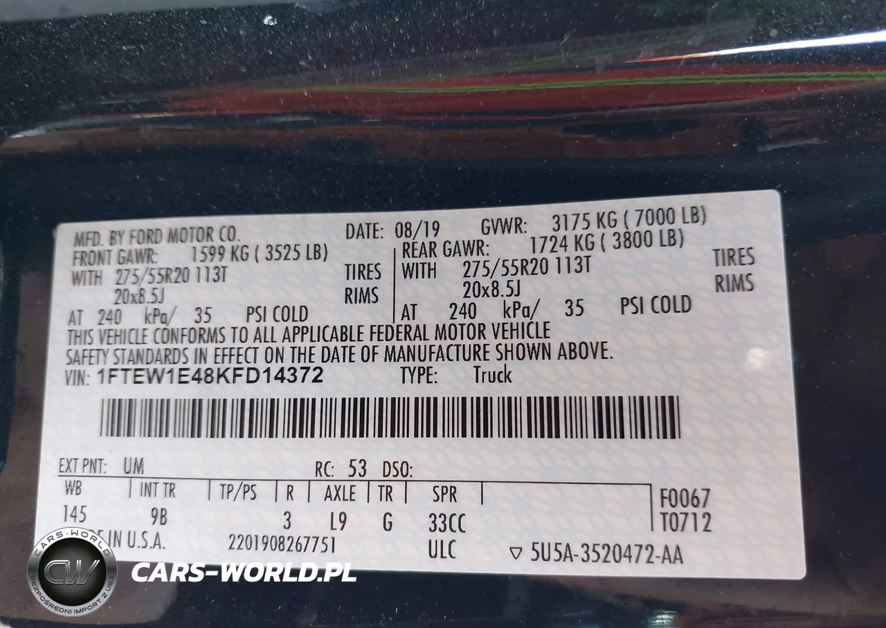 2019 Ford F-150 Platinum VIN:1FTEW1E48KFD14372 - 9