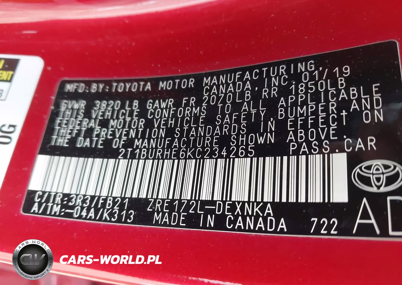 2019 Toyota Corolla Le VIN:2T1BURHE6KC234265 - 9