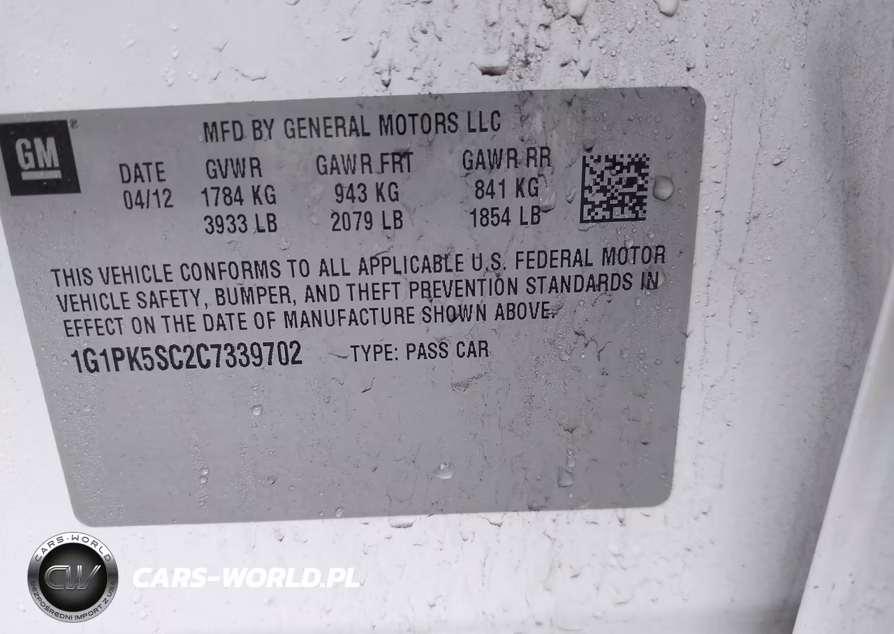 2012 Chevrolet Cruze Eco VIN:1G1PK5SC2C7339702 - 9
