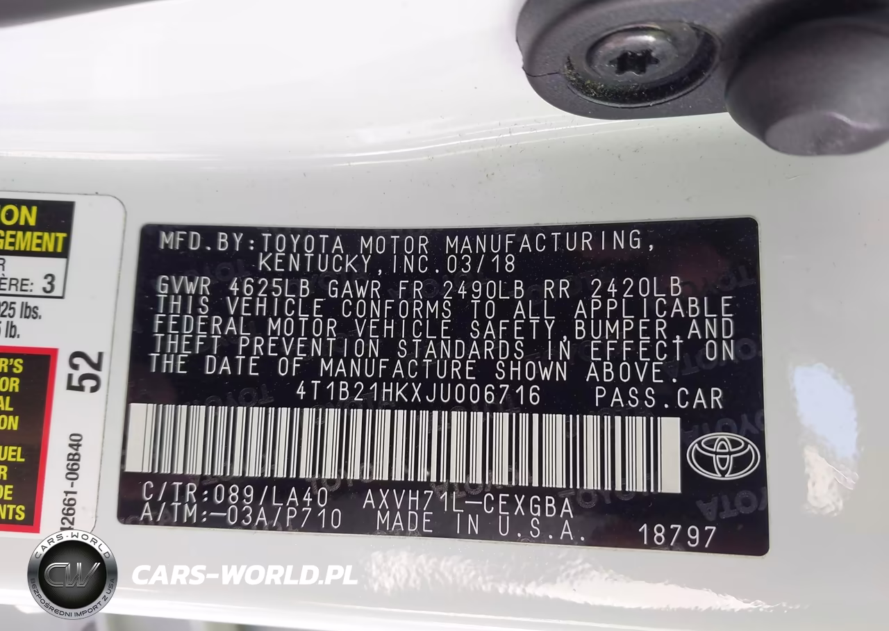 2018 Toyota Camry Hybrid Xle VIN:4T1B21HKXJU006716 - 9