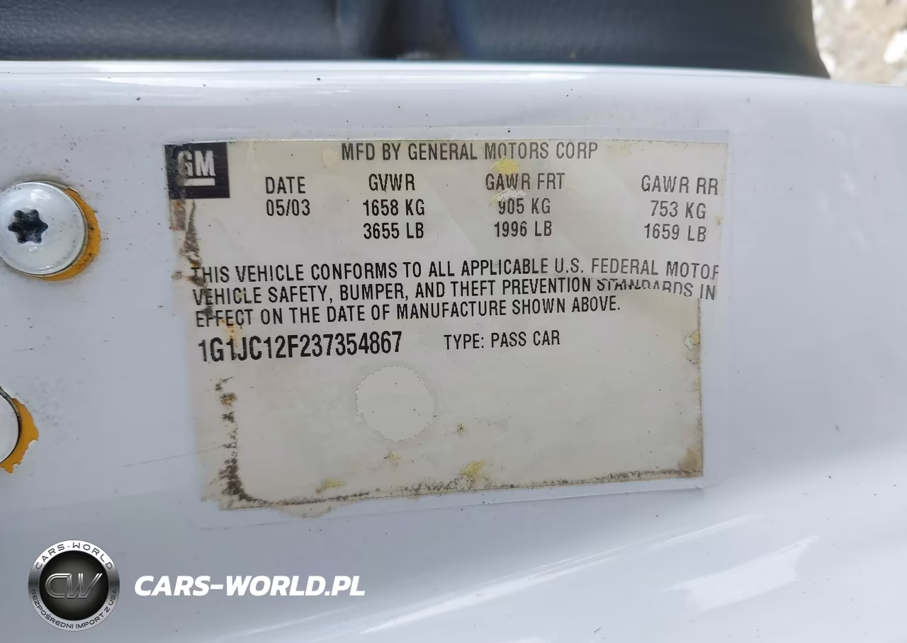 2003 Chevrolet Cavalier VIN:1G1JC12F237354867 - 9