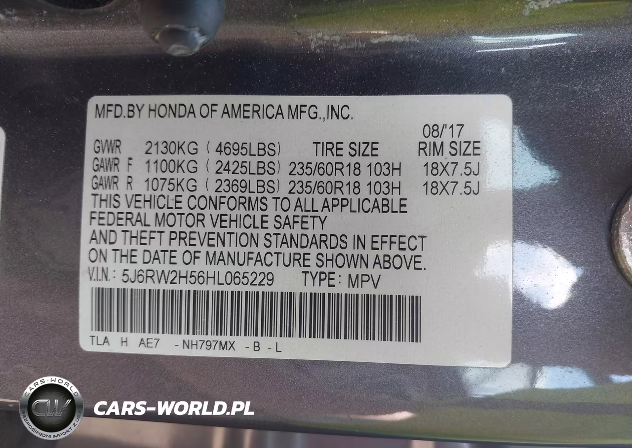 2017 Honda Cr-V Ex VIN:5J6RW2H56HL065229 - 9