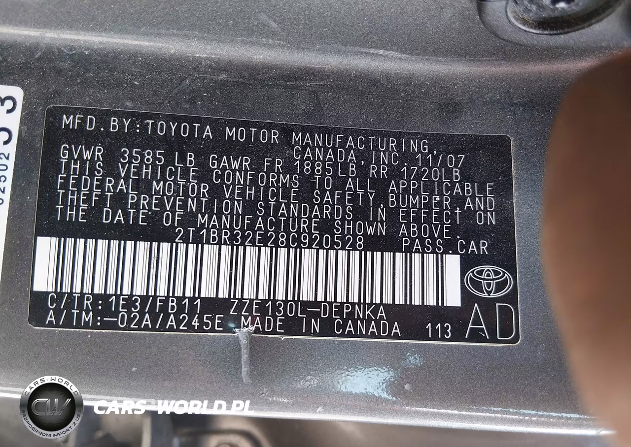 2008 Toyota Corolla Le VIN:2T1BR32E28C920528 - 9