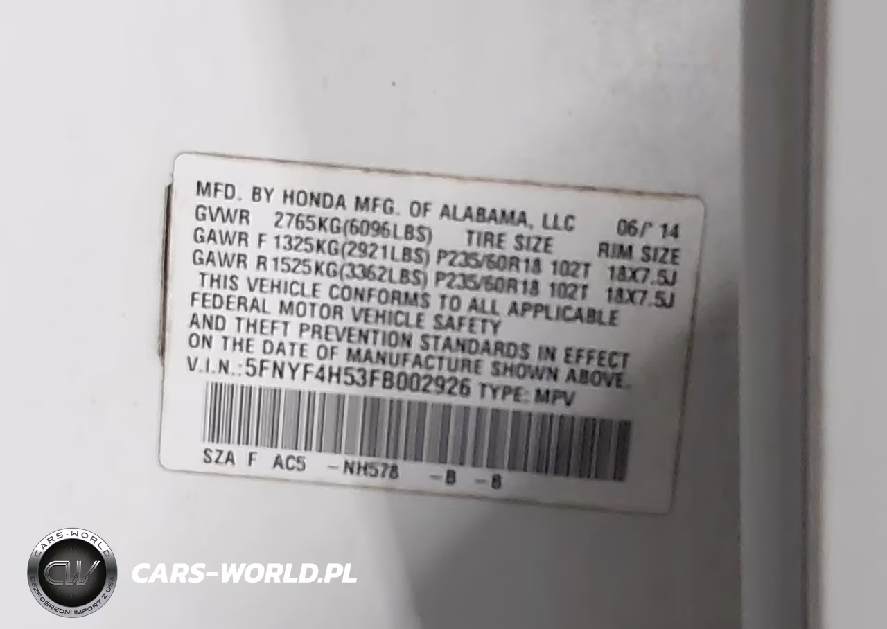 2015 Honda Pilot Ex-L VIN:5FNYF4H53FB002926 - 9