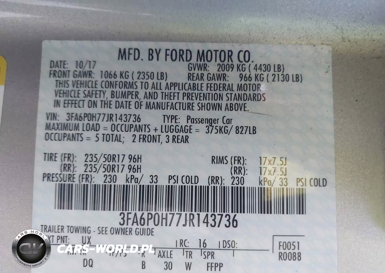 2018 Ford Fusion Se VIN:3FA6P0H77JR143736 - 9