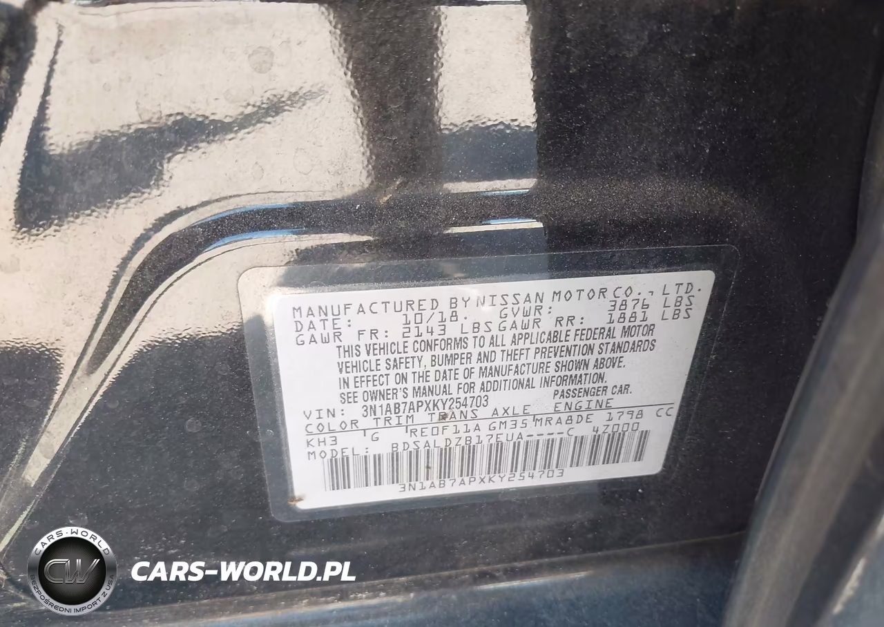 2019 Nissan Sentra Sv VIN:3N1AB7APXKY254703 - 9