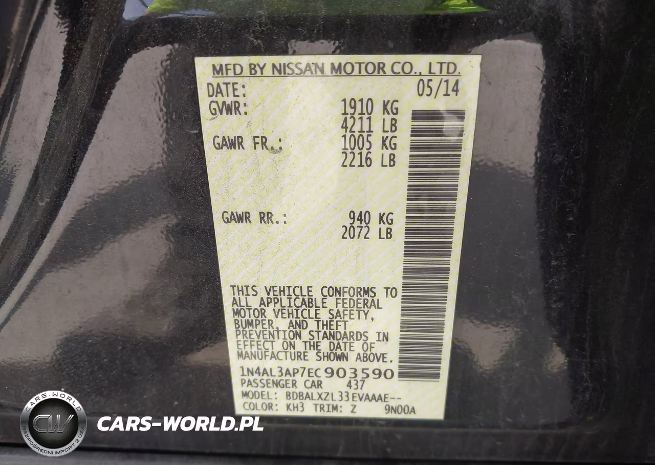 2014 Nissan Altima 2.5 Sl VIN:1N4AL3AP7EC903590 - 9
