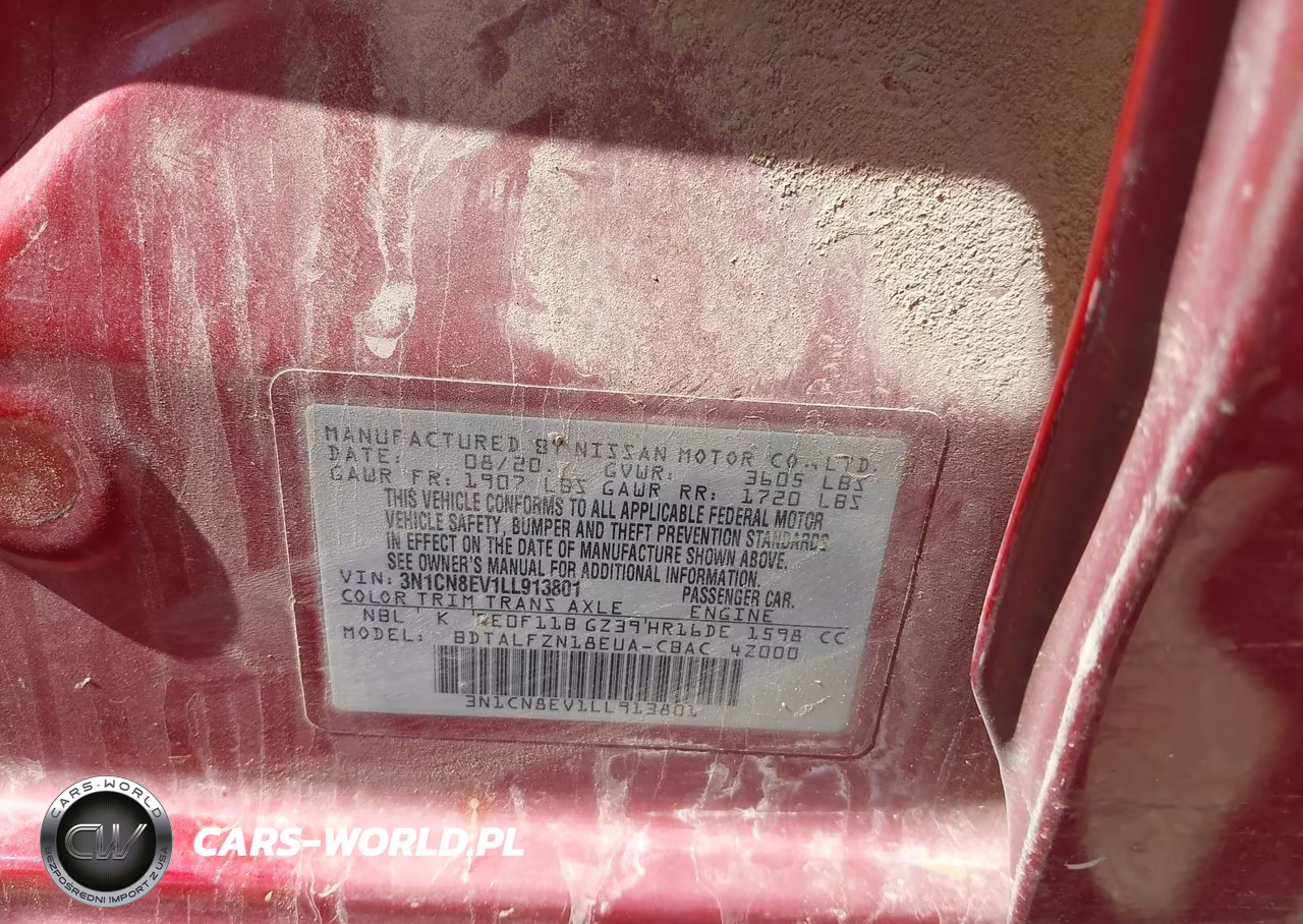 2020 Nissan Versa Sv Xtronic Cvt VIN:3N1CN8EV1LL913801 - 9