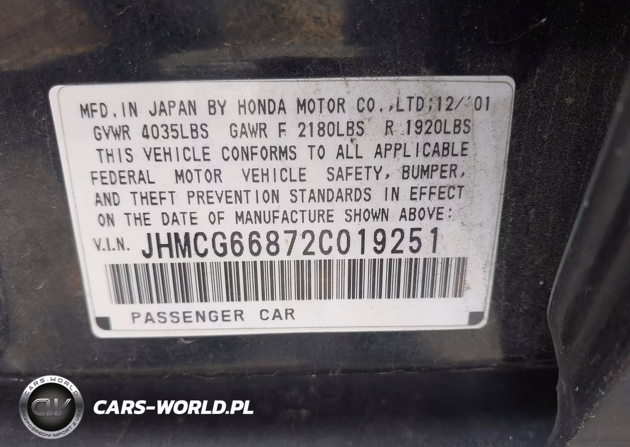 2002 Honda Accord 2.3 Ex-2.3 Se VIN:JHMCG66872C019251 - 9