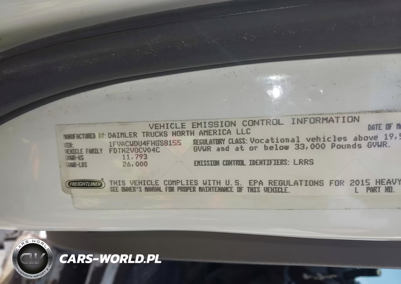 2015 Freightliner M2 106 Medium Duty VIN:1FVACWDU4FHGS8155 - 8