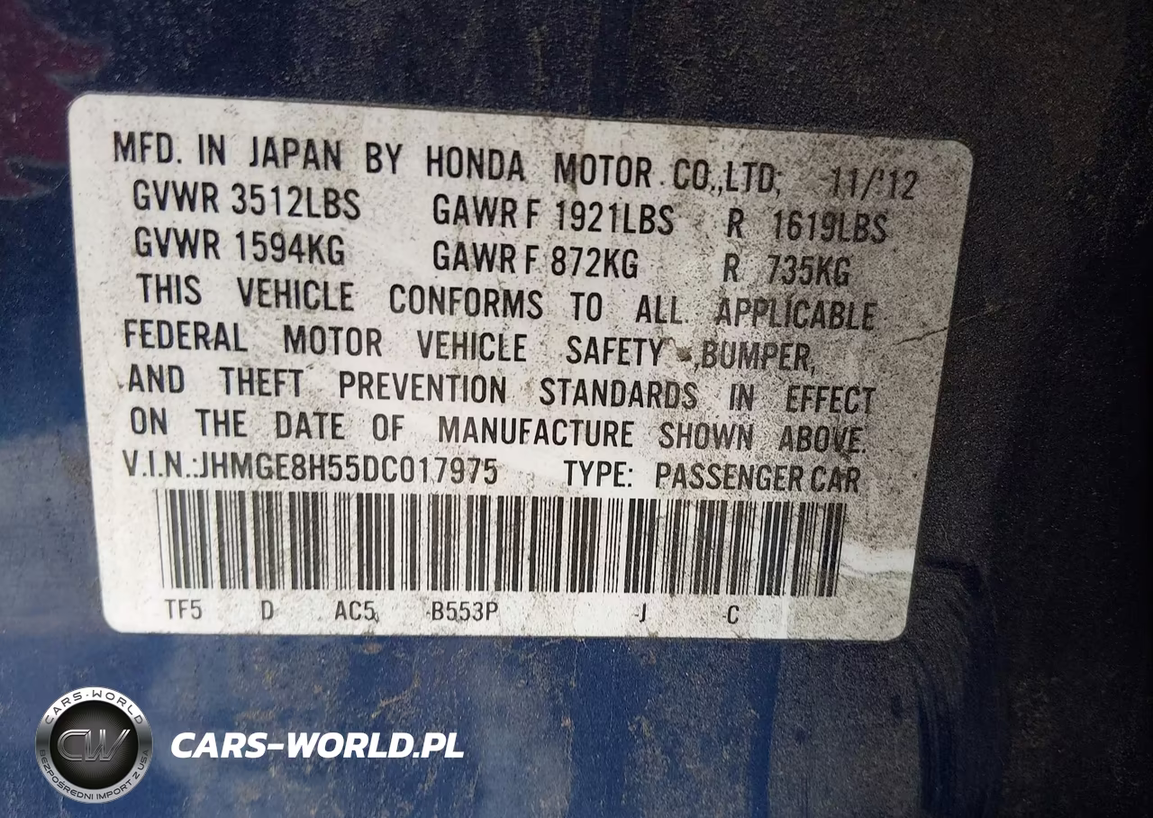 2013 Honda Fit Sport VIN:JHMGE8H55DC017975 - 9