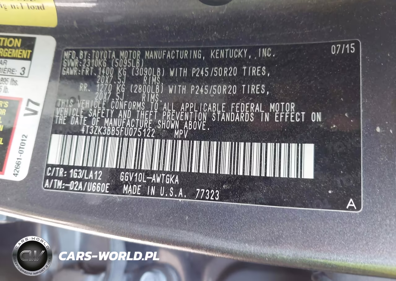 2015 Toyota Venza Xle V6 VIN:4T3ZK3BB5FU075122 - 9