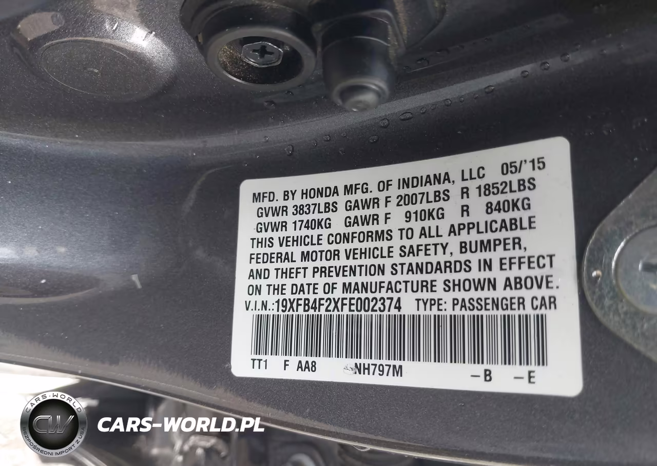 2015 Honda Civic Hybrid VIN:19XFB4F2XFE002374 - 9