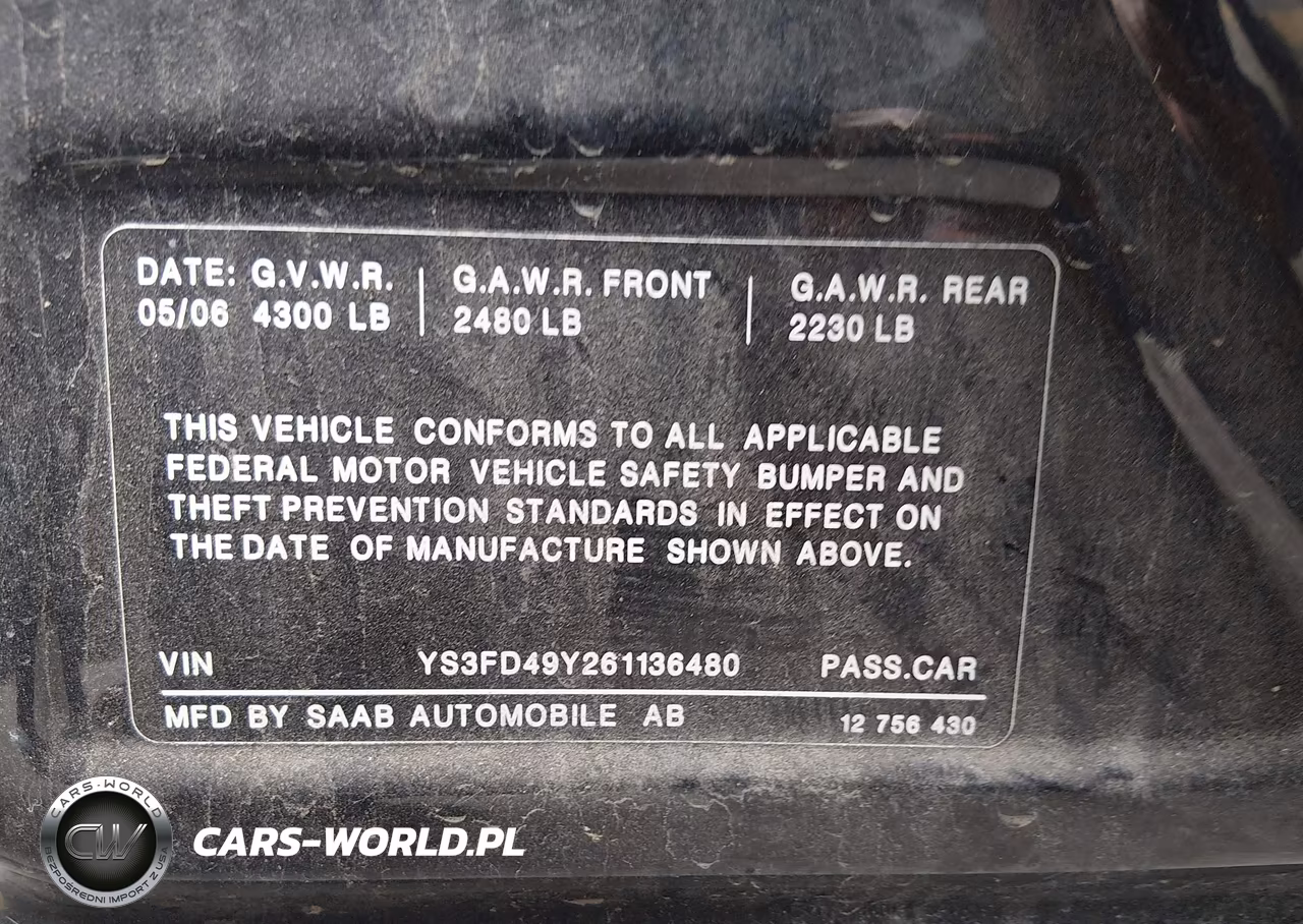 2006 Saab 9-3 2.0T VIN:YS3FD49Y661108973 - 9