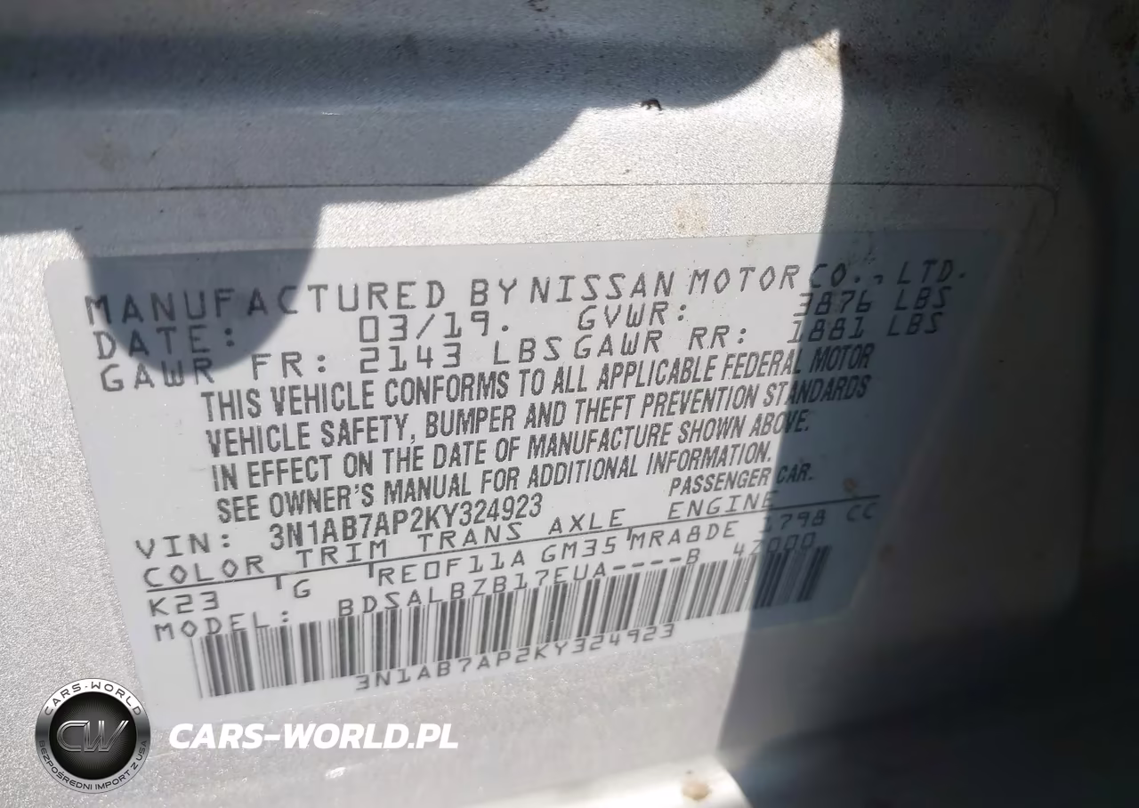 2019 Nissan Sentra S VIN:3N1AB7AP2KY324923 - 9