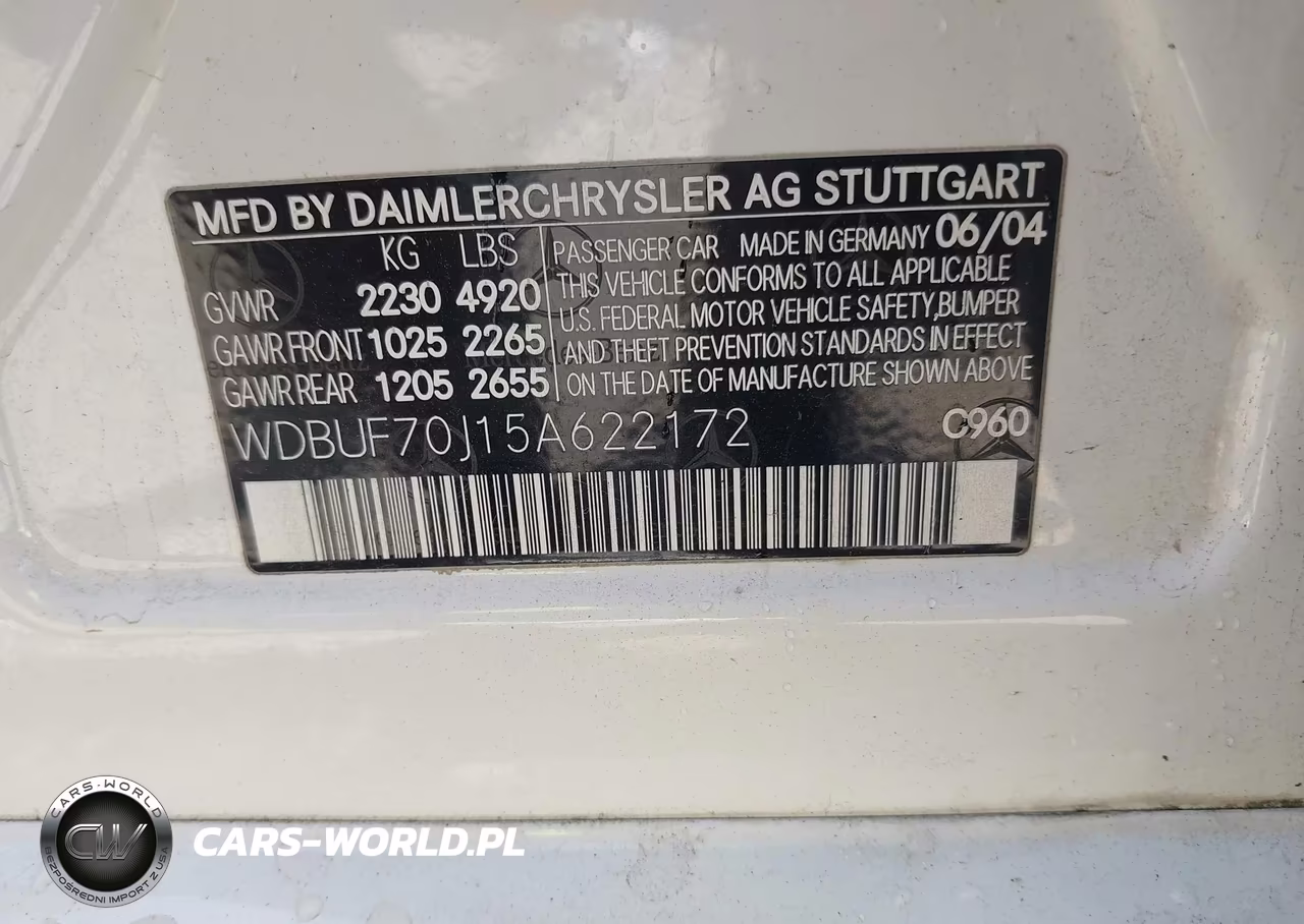 2005 Mercedes-Benz E 500 VIN:WDBUF70J15A622172 - 9