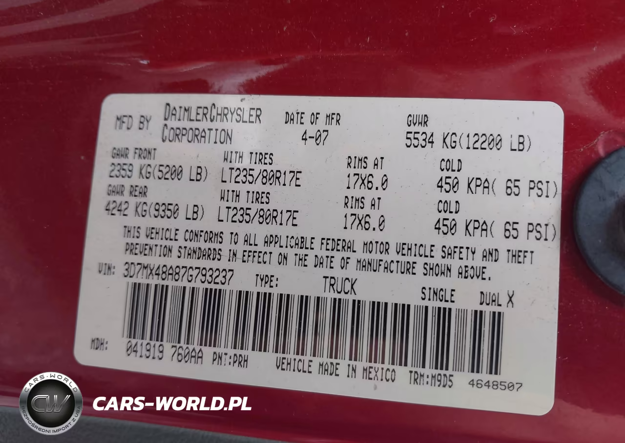 2007 Dodge Ram 3500 Slt-Sport VIN:3D7MX48A87G793237 - 9