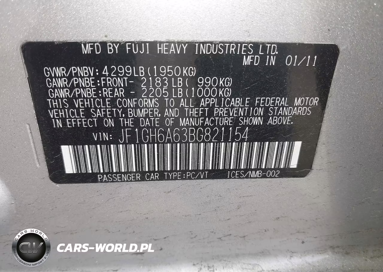 2011 Subaru Impreza 2.5I VIN:JF1GH6A63BG821154 - 9