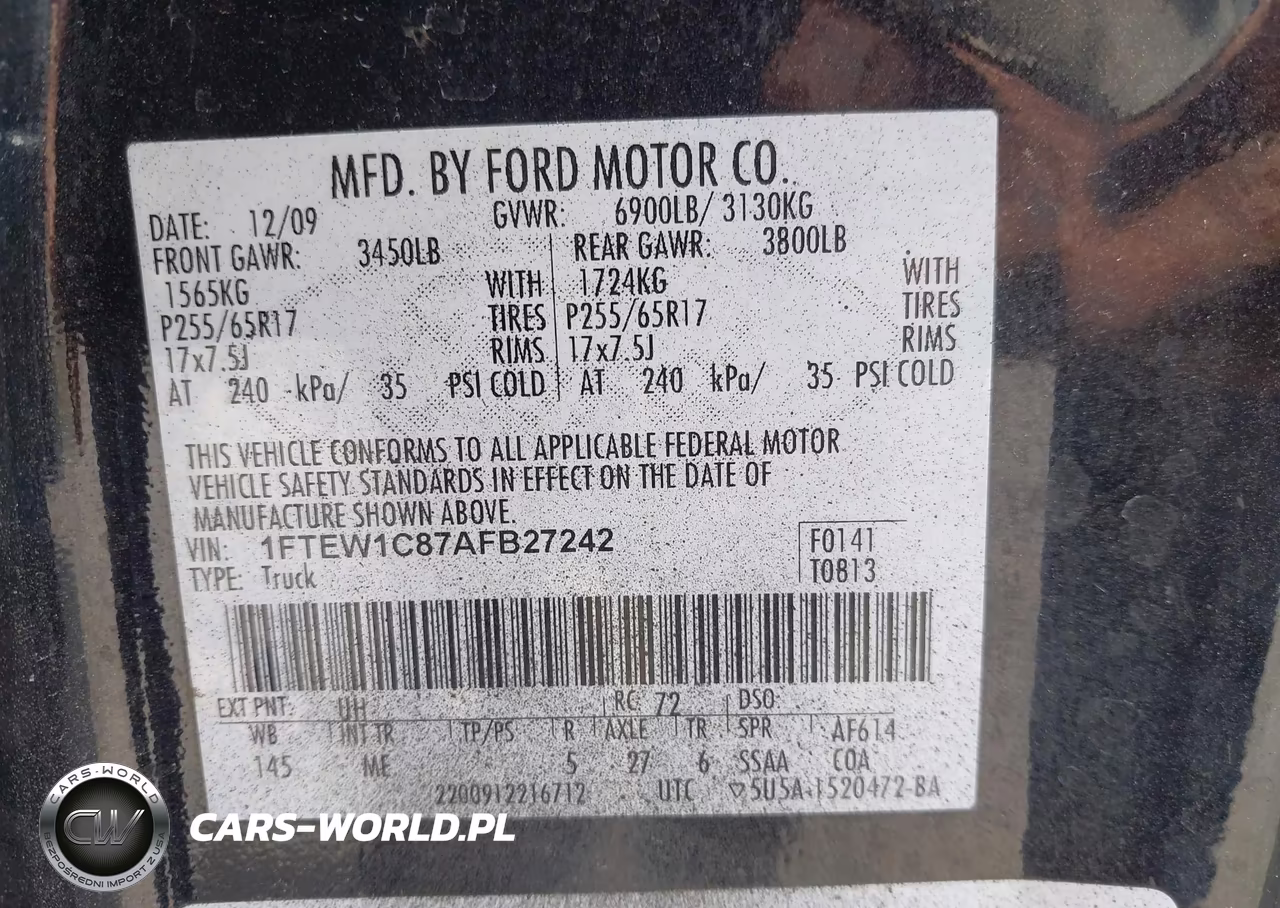 2010 Ford F-150 Fx2 Sport-Xl-Xlt VIN:1FTEW1C87AFB27242 - 9