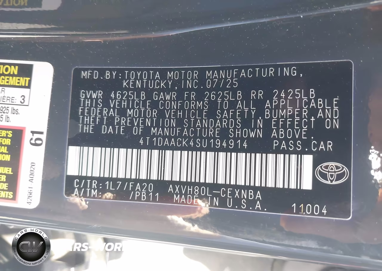 2025 Toyota Camry Le VIN:4T1DAACK4SU194914 - 9