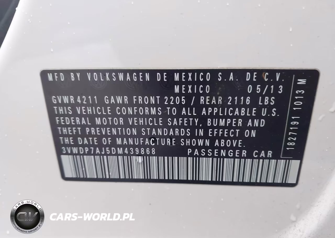 2013 Volkswagen Jetta 2.5L Se VIN:3VWDP7AJ5DM439868 - 9