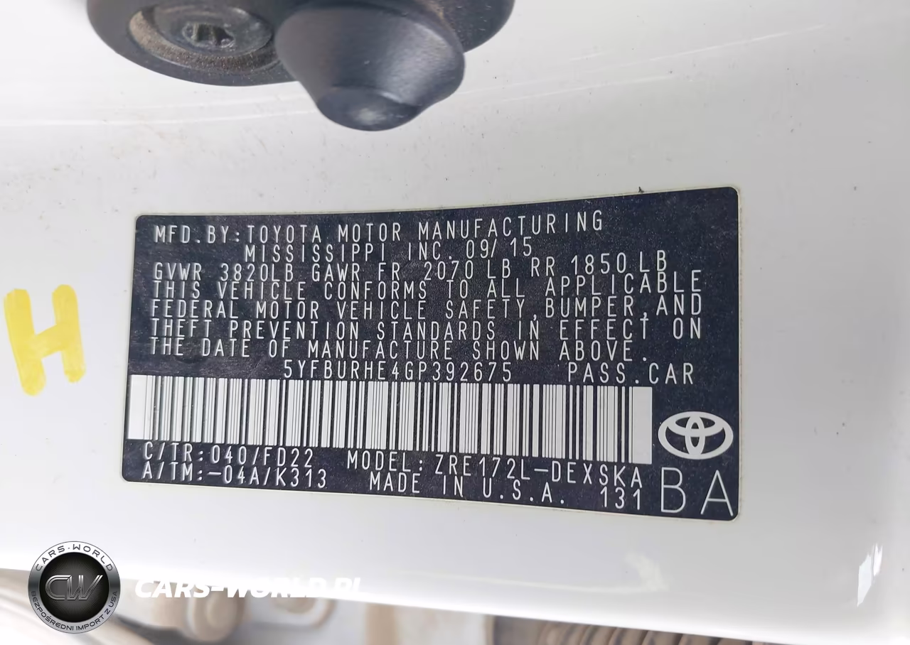 2016 Toyota Corolla S Plus VIN:5YFBURHE4GP392675 - 9