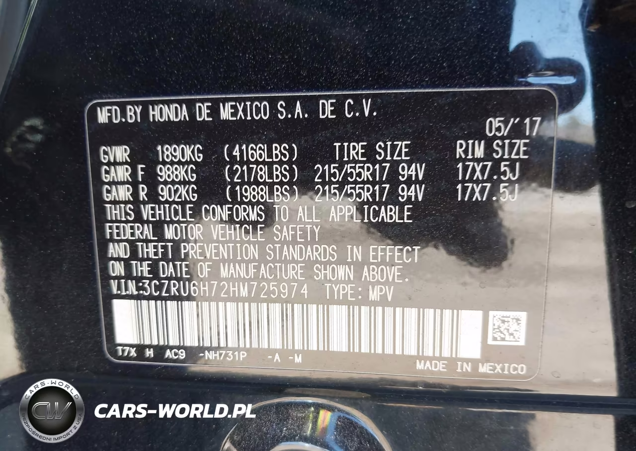 2017 Honda Hr-V Ex-L VIN:3CZRU6H72HM725974 - 9
