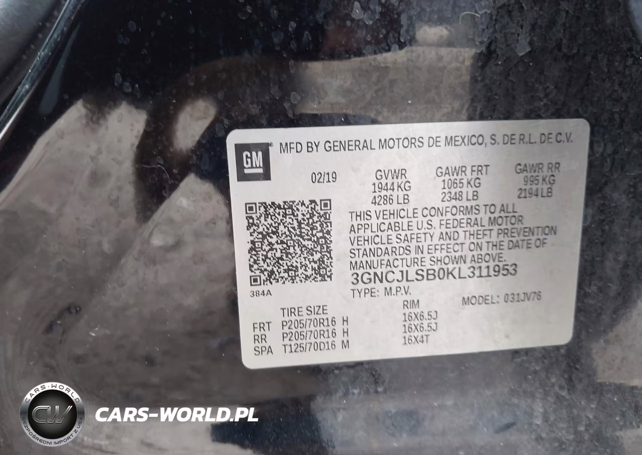2019 Chevrolet Trax Lt VIN:3GNCJLSB0KL311953 - 9