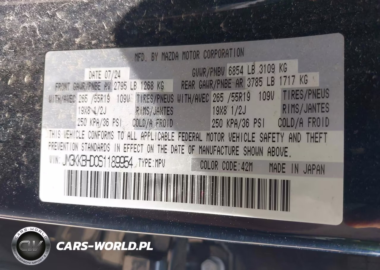 2025 Mazda Cx-90 3.3 Turbo Preferred Package VIN:JM3KKBHD0S1189954 - 9