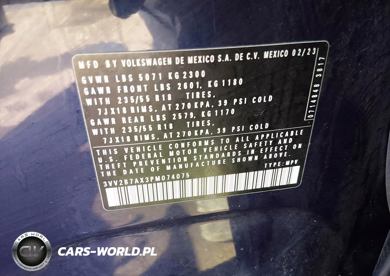 2023 Volkswagen Tiguan 2.0T Se VIN:3VV2B7AX3PM074075 - 9