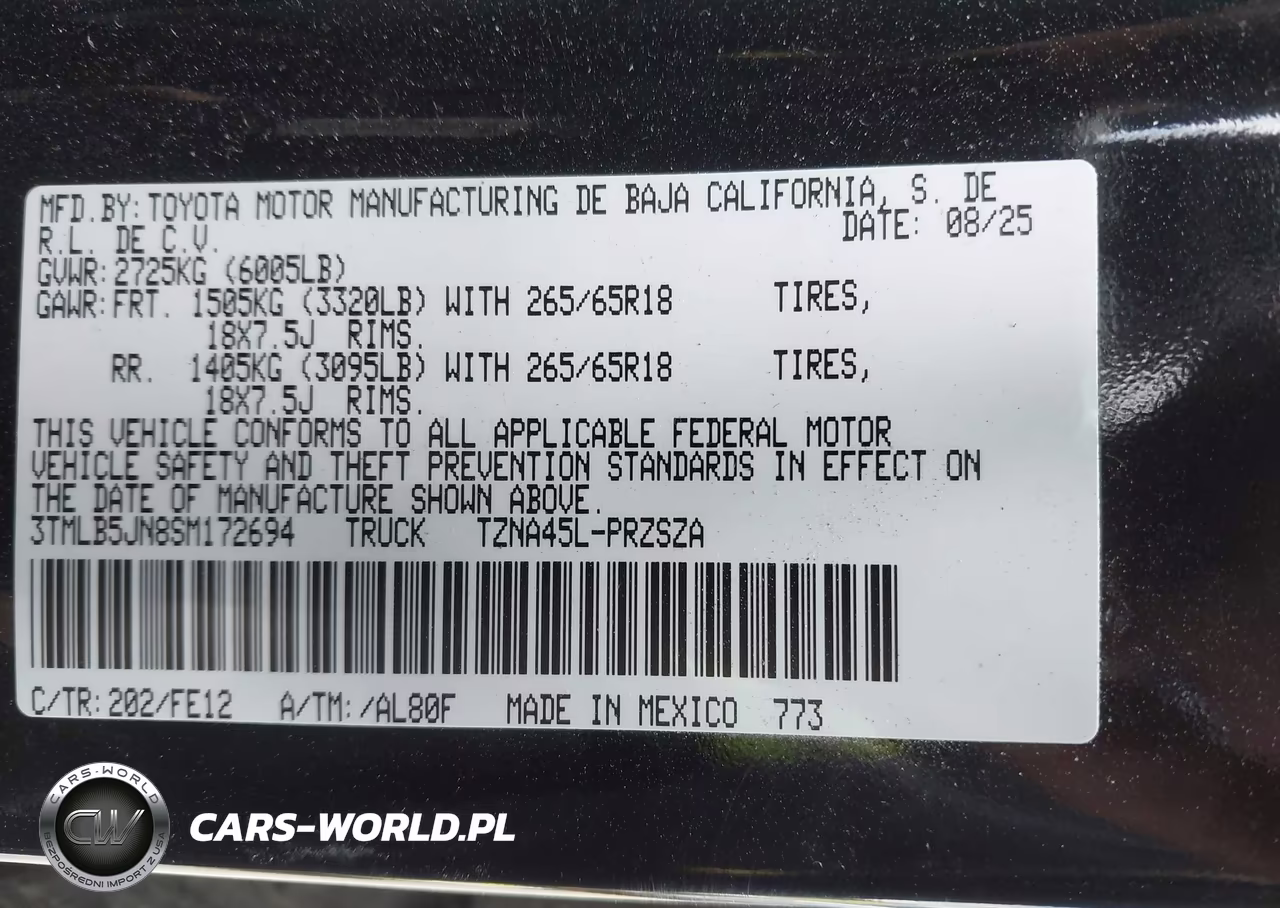 2025 Toyota Tacoma Trd Sport VIN:3TMLB5JN8SM172694 - 9
