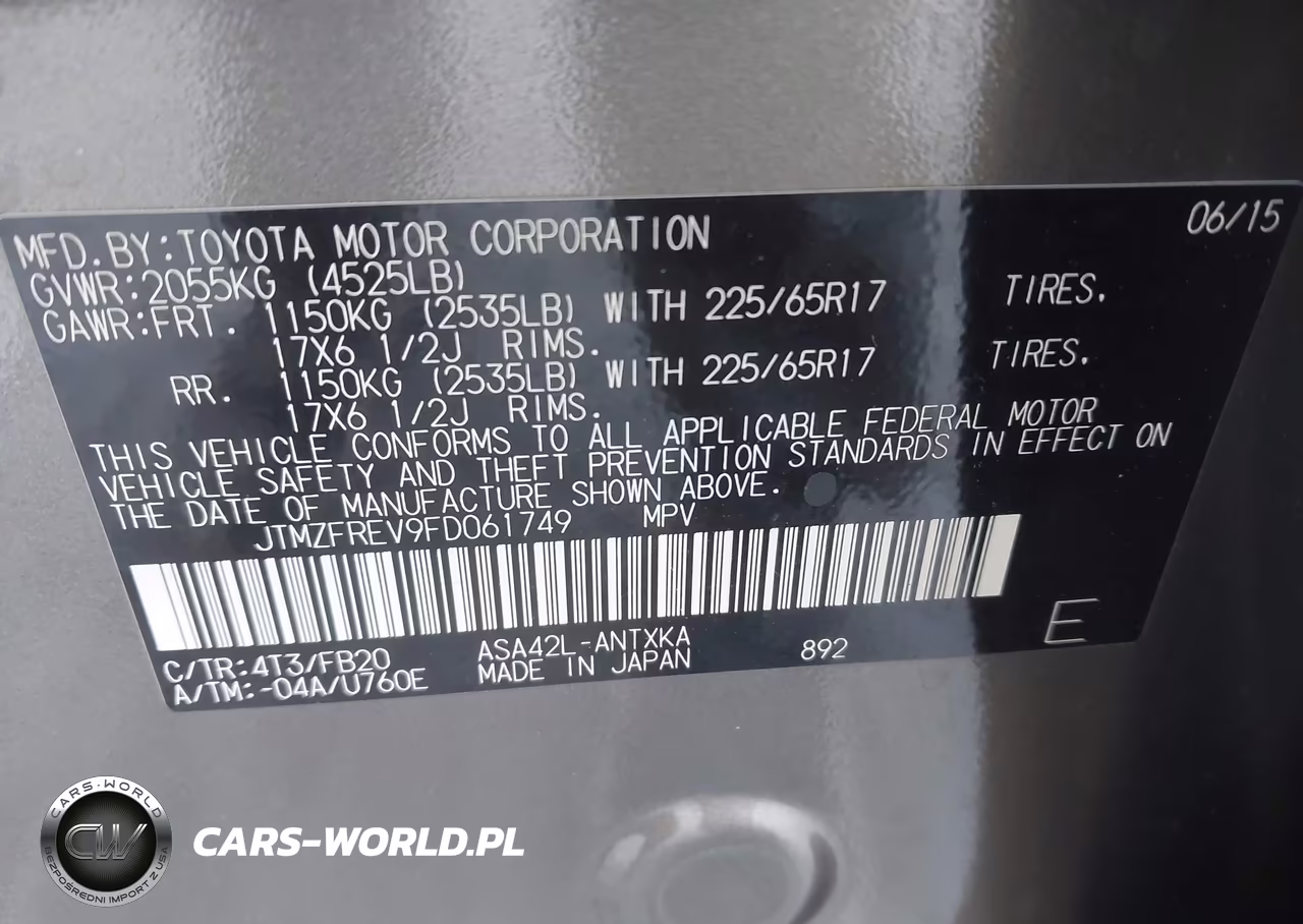 2015 Toyota Rav4 Le VIN:JTMZFREV9FD061749 - 9