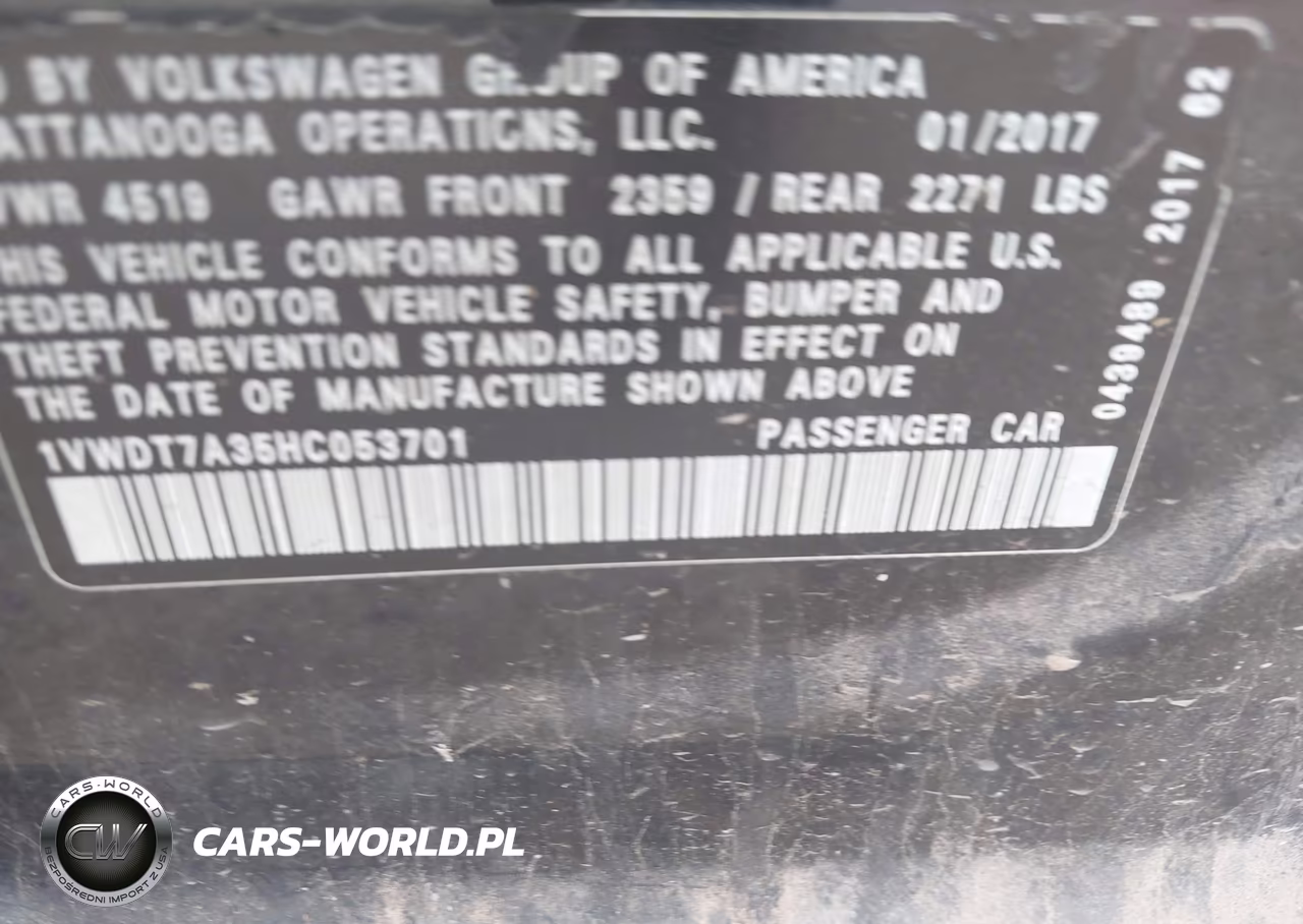 2017 Volkswagen Passat 1.8T R-Line VIN:1VWDT7A35HC053701 - 9