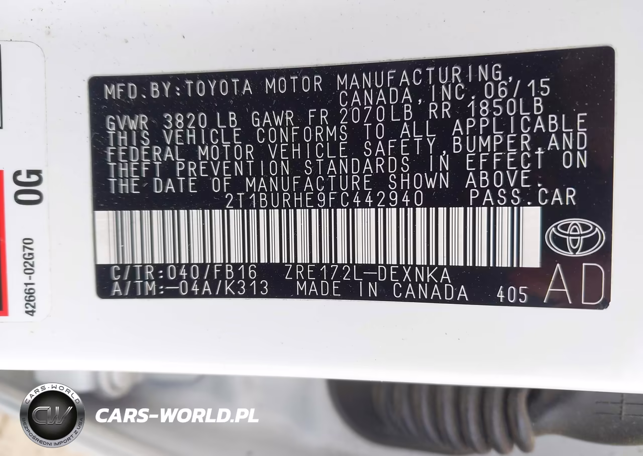 2015 Toyota Corolla Le Plus VIN:2T1BURHE9FC442940 - 9