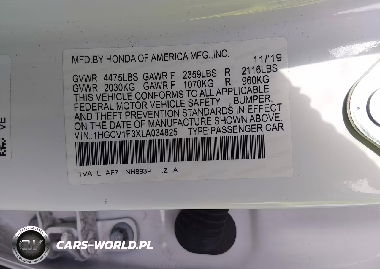 2020 Honda Accord Sport VIN:1HGCV1F3XLA034825 - 9
