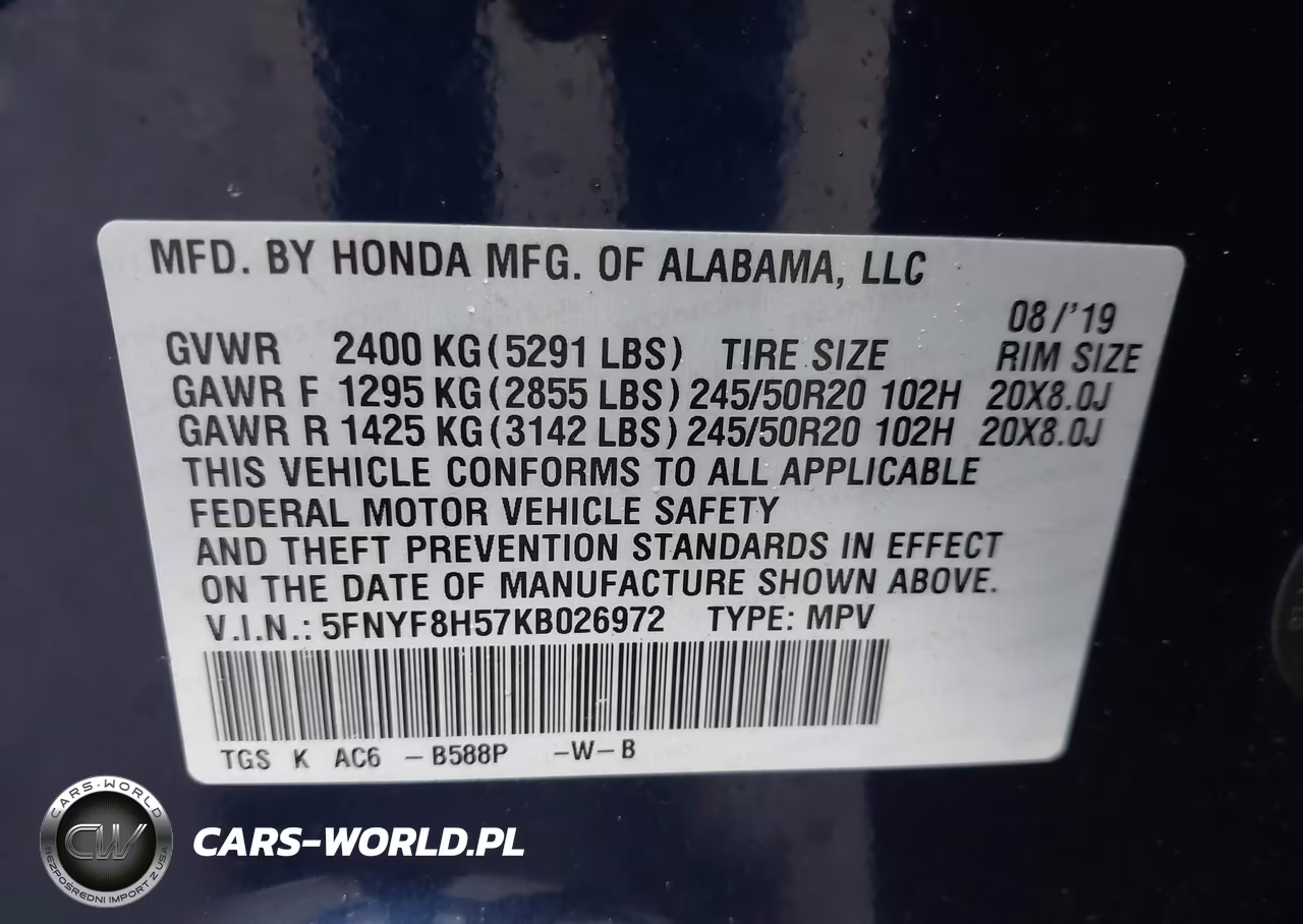 2019 Honda Passport Ex-L VIN:5FNYF8H57KB026972 - 9