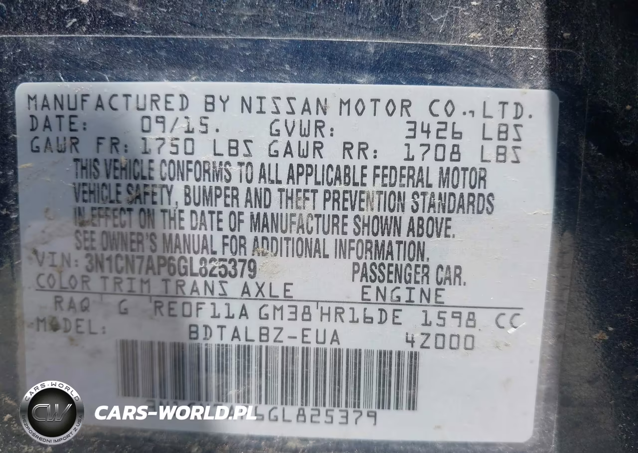 2016 Nissan Versa 1.6 Sv VIN:3N1CN7AP6GL825379 - 9