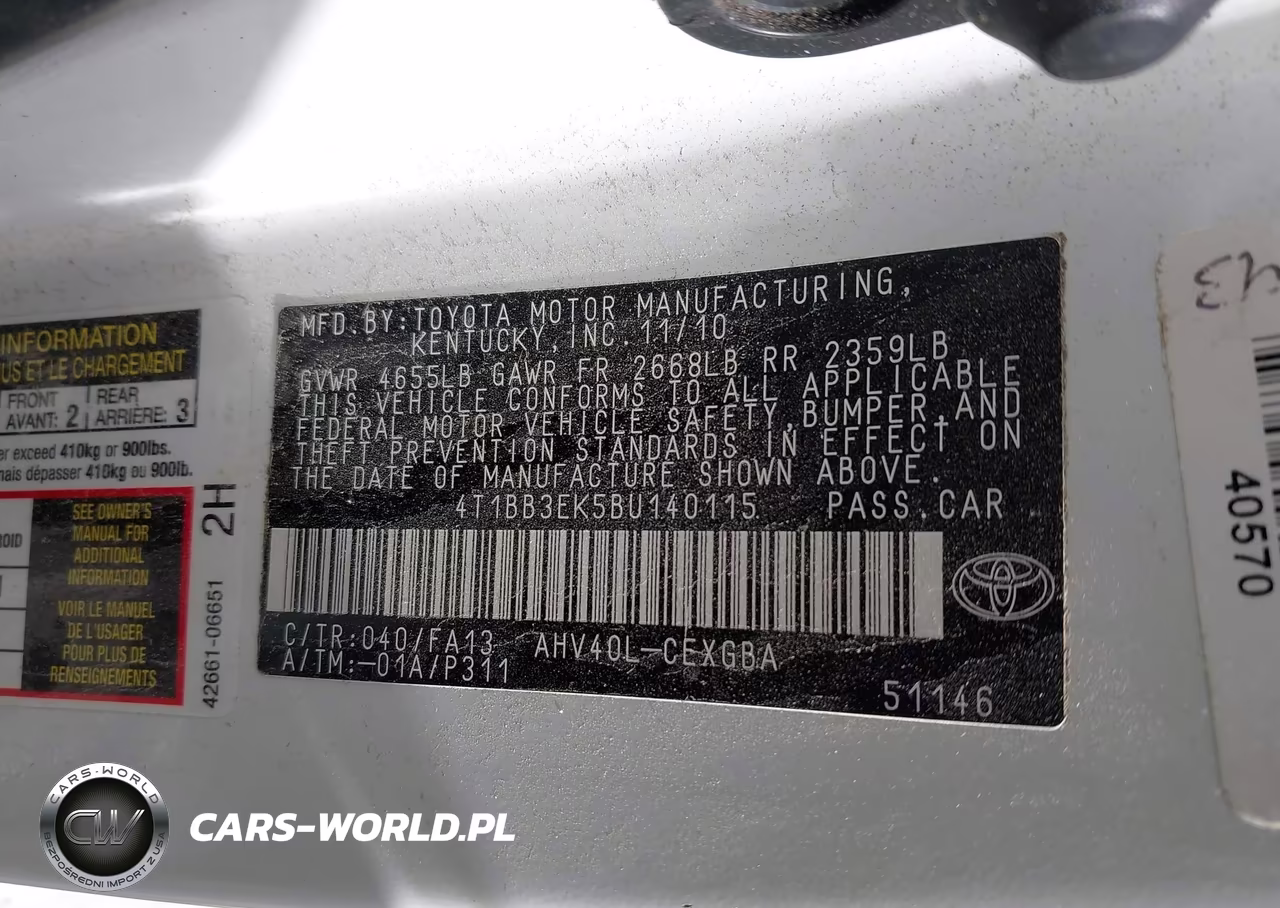 2011 Toyota Camry Hybrid VIN:4T1BB3EK5BU140115 - 9
