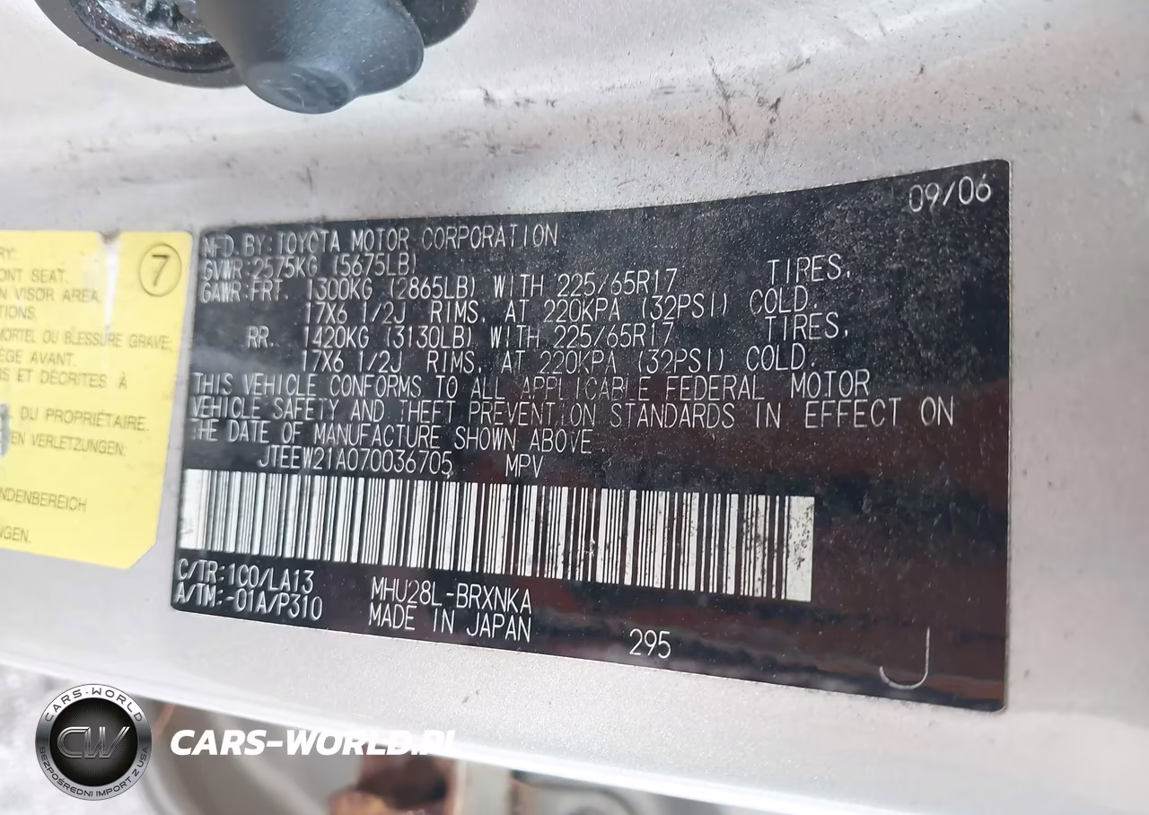 2007 Toyota Highlander Hybrid Limited V6 VIN:JTEEW21A070036705 - 9