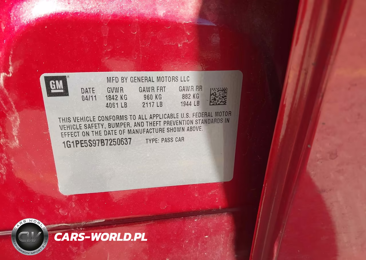 2011 Chevrolet Cruze Lt VIN:1G1PE5S97B7250637 - 9