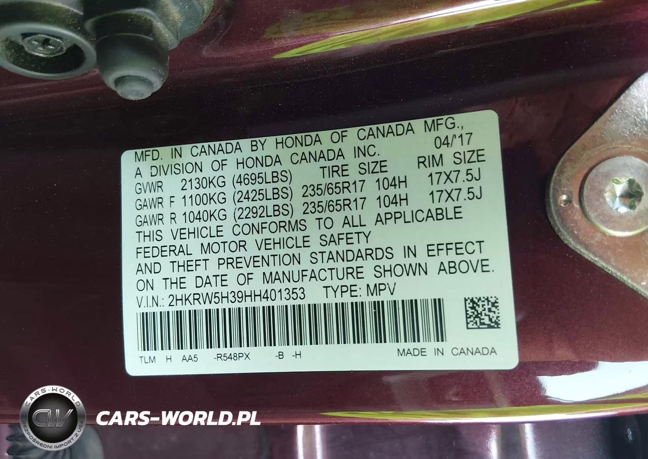 2017 Honda Cr-V Lx VIN:2HKRW5H39HH401353 - 9