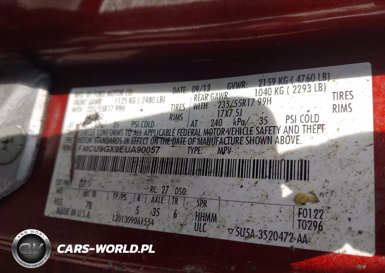 2014 Ford Escape Se VIN:1FMCU9GX9EUA90057 - 9