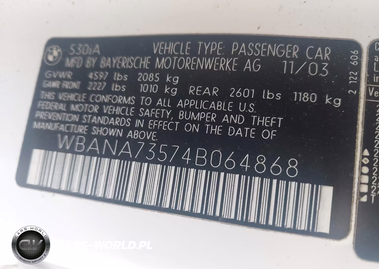 2004 BMW 530I VIN:WBANA73574B064868 - 9