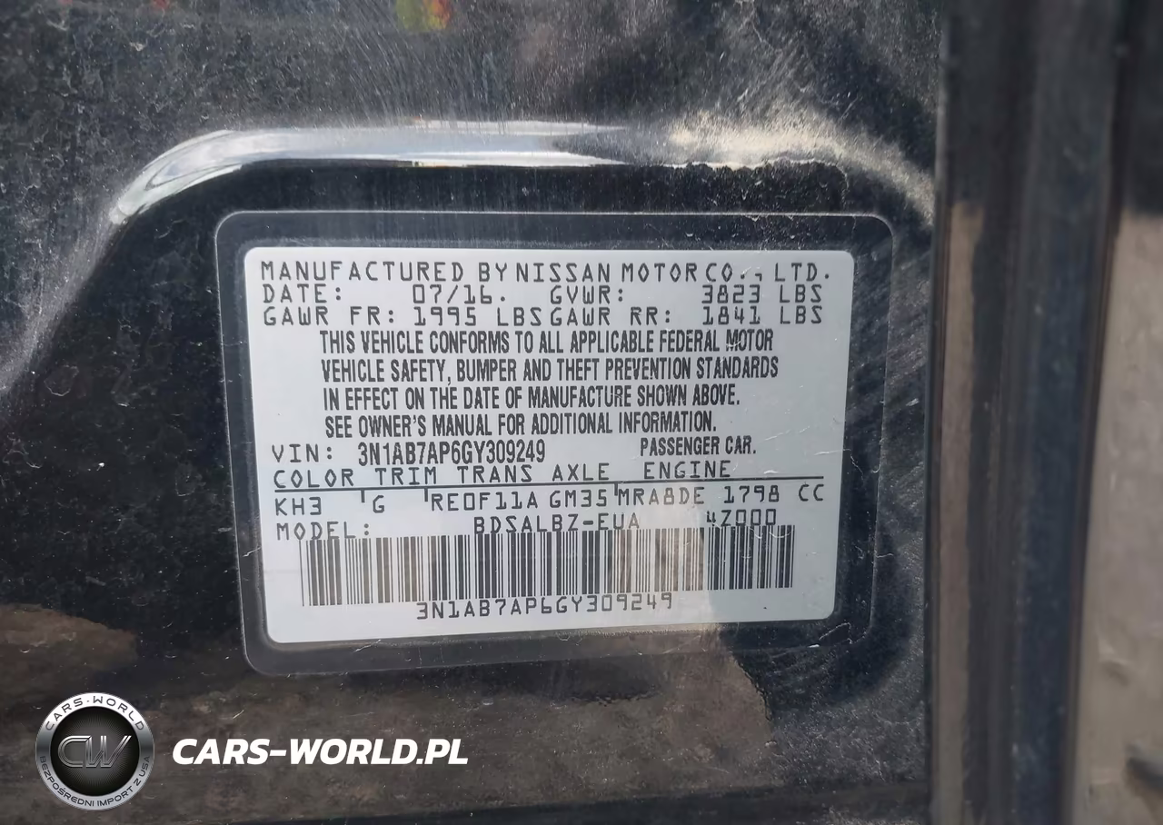 2016 Nissan Sentra S VIN:3N1AB7AP6GY309249 - 9