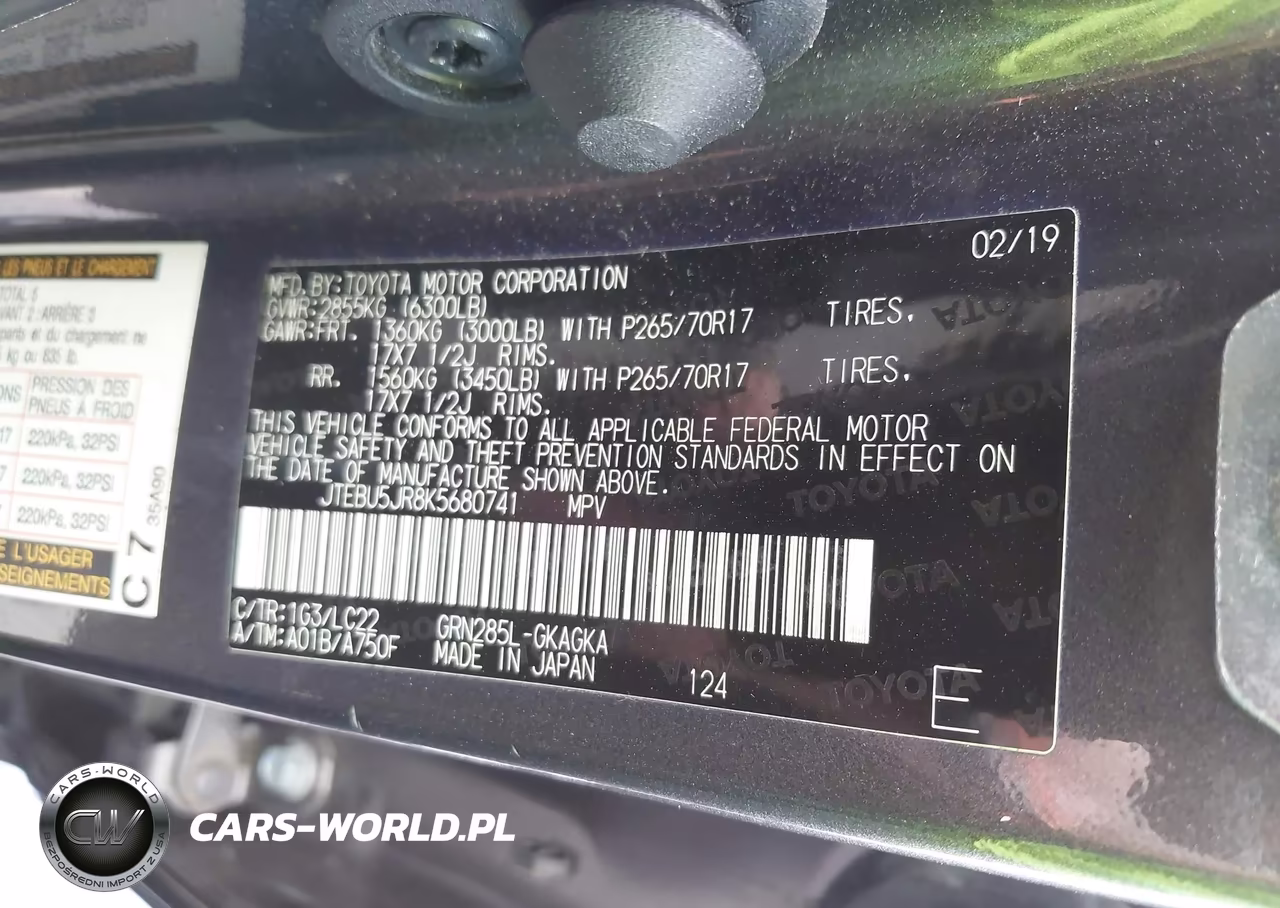 2019 Toyota 4Runner Trd Off Road Premium VIN:JTEBU5JR8K5680741 - 9