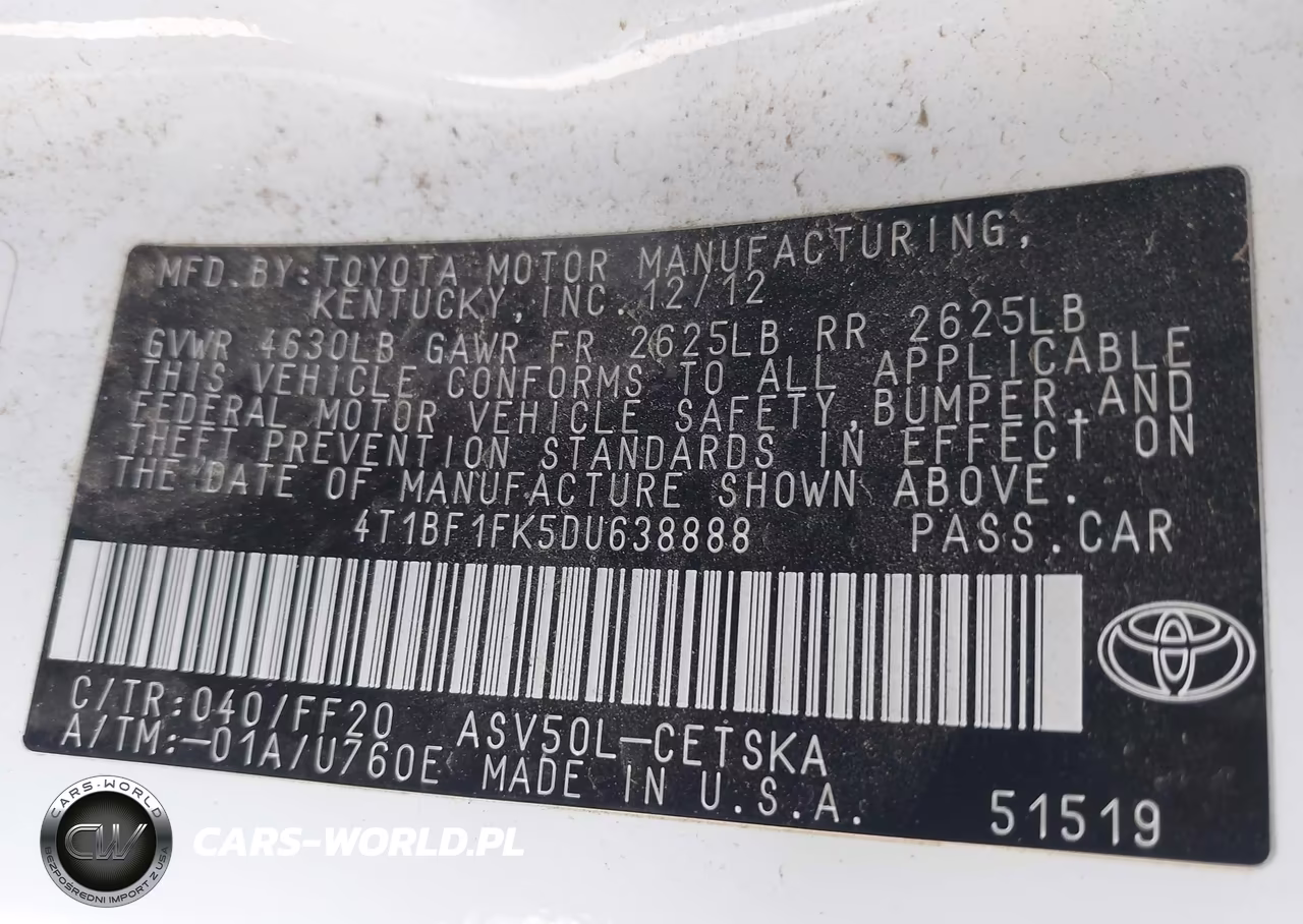 2013 Toyota Camry Se VIN:4T1BF1FK5DU638888 - 9